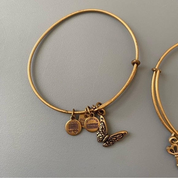 Alex and Ani | Women's Bundle of Two Charm Bracelets Butterfly Skeleton Key - Picture 2 of 6